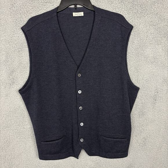 Gran Sasso Mens Virgin Wool V-Neck Sweater Vest Sz XL Made in Italy Charcoal - Picture 1 of 12